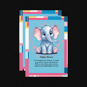 Colorful Jungle Blue Elephant Baby Shower Enclosure Card