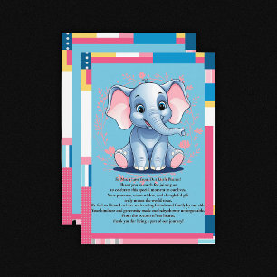 Colorful Jungle Blue Elephant Baby Shower Thank You Card