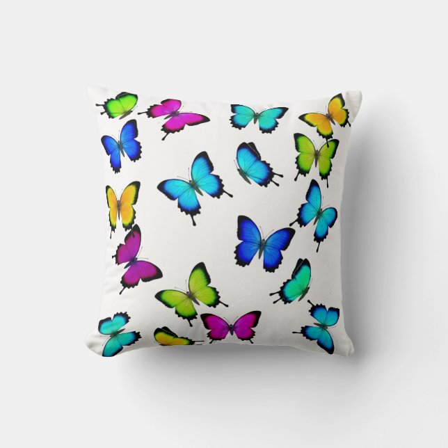 Colorful Jungle Butterflies Pillow (Front)