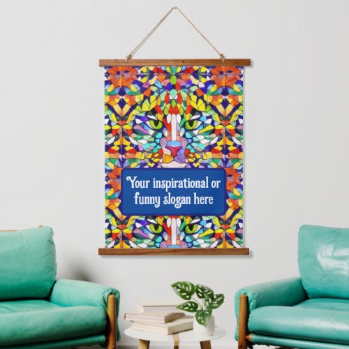 Colorful Jungle Cat with own Inspiring  Fun Text Hanging Tapestry
