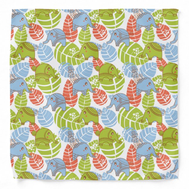 Colorful Jungle Elephants Bandana (Front)