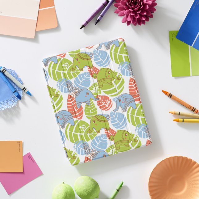 Colorful Jungle Elephants iPad Smart Cover (In Situ)