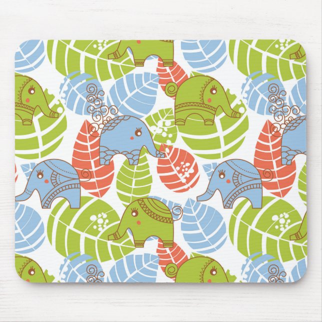 Colorful Jungle Elephants Mouse Pad (Front)