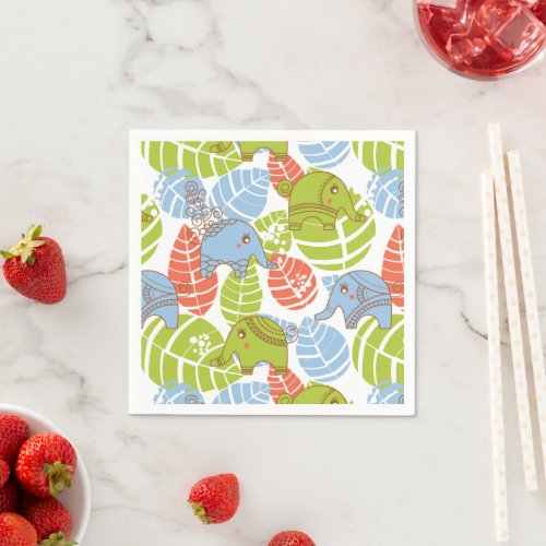 Colorful Jungle Elephants Napkins