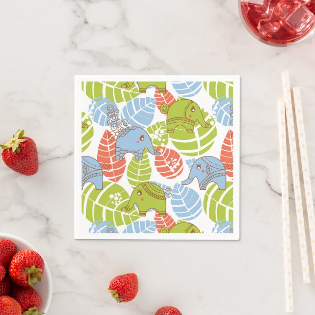 Colorful Jungle Elephants Napkins (Insitu)