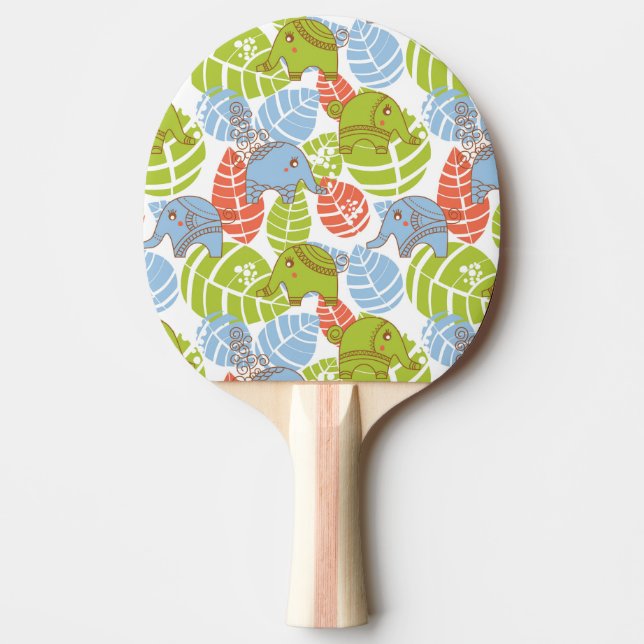 Colorful Jungle Elephants Ping-Pong Paddle (Front)