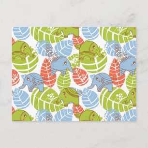 Colorful Jungle Elephants Postcard