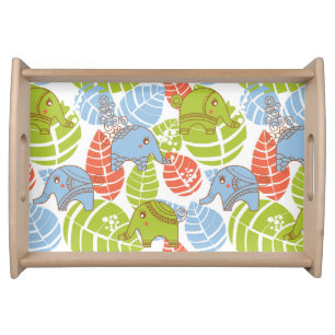 Colorful Jungle Elephants Serving Tray
