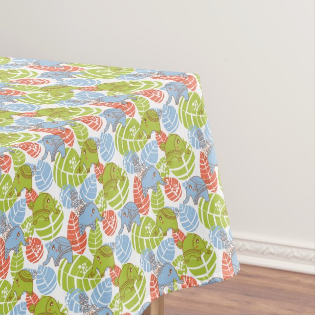 Colorful Jungle Elephants Tablecloth (In Situ)