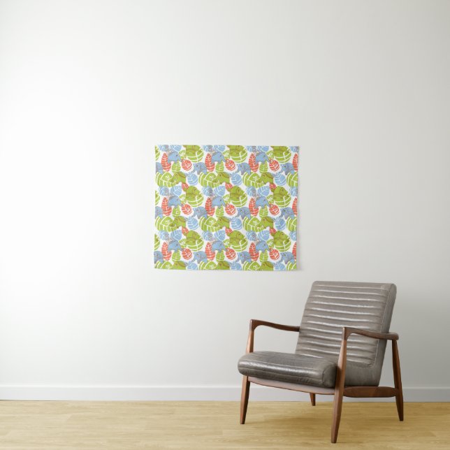 Colorful Jungle Elephants Tapestry (In Situ (Horizontal))