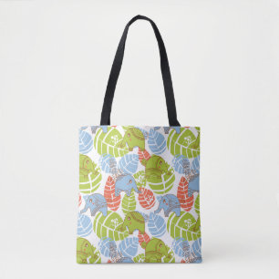 Colorful Jungle Elephants Tote Bag