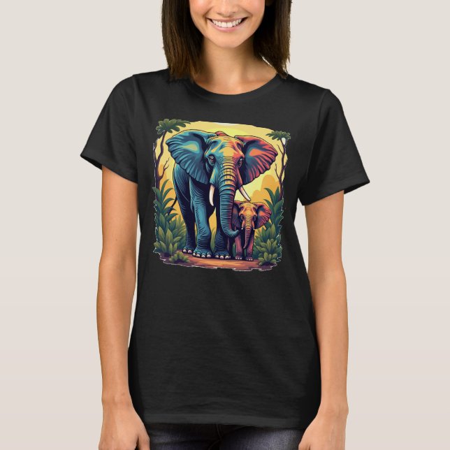 Colorful Jungle Elephants Women's T-Shirt (Front)