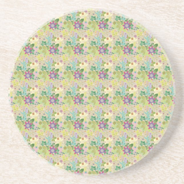 Colorful Jungle Flowers Drink Coaster (Front)