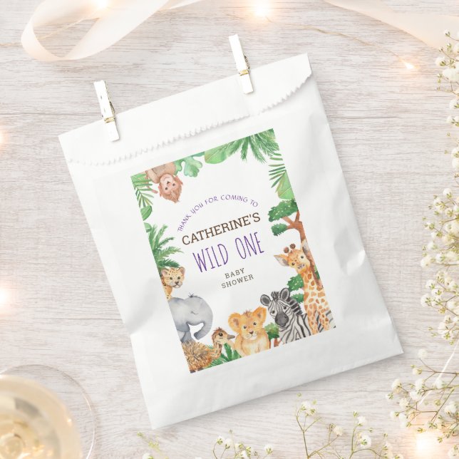Colorful Jungle Safari Animal Baby Shower Favor Bag (Clipped)
