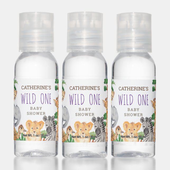 Colorful Jungle Safari Animal Baby Shower Hand Sanitizer (Set)