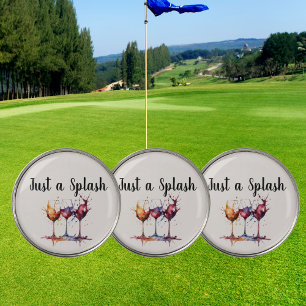 Colorful Just a Splash of Wine Watercolor  Golf Ball Marker