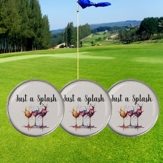 Colorful Just a Splash of Wine Watercolor  Golf Ball Marker