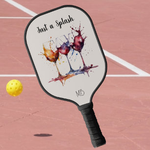 Colorful Just a Splash of Wine Watercolor Pickleball Paddle