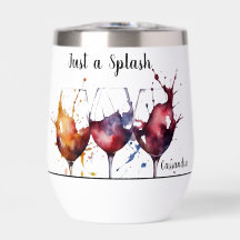 Colorful Just a Splash of Wine Watercolor