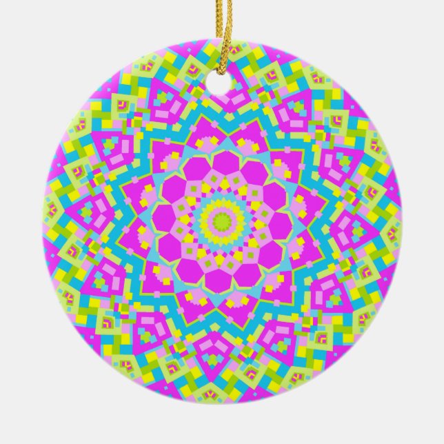 Colorful Kaleidoscope 09 Ceramic Ornament (Front)