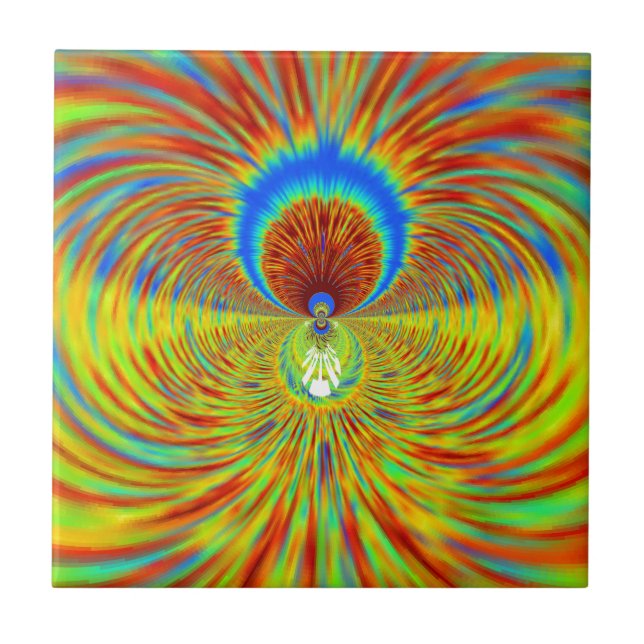 Colorful Kaleidoscope Art Print Tile (Front)