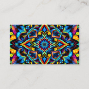 Colorful Kaleidoscope Mandala Design Mug, Pillow Business Card