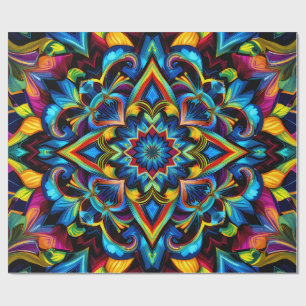 Colorful Kaleidoscope Mandala Design Mug, Pillow Wrapping Paper