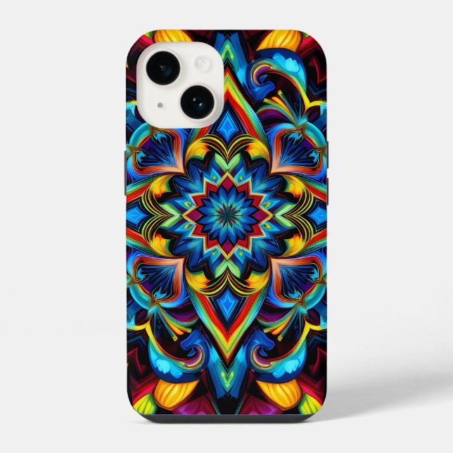 Colorful Kaleidoscope Mandala iPhone 14 Case  (Back)