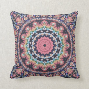 Colorful Kaleidoscope Mandala Throw Pillow