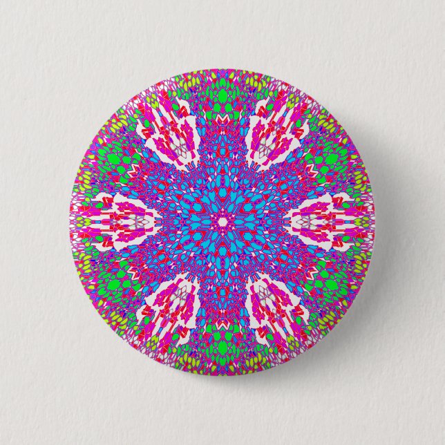 Colorful Kaleidoscope Pattern: Button (Front)