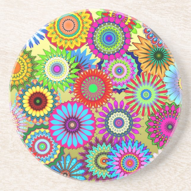 Colorful kaleidoscope pattern coaster (Front)