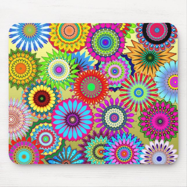 Colorful kaleidoscope pattern mouse pad (Front)