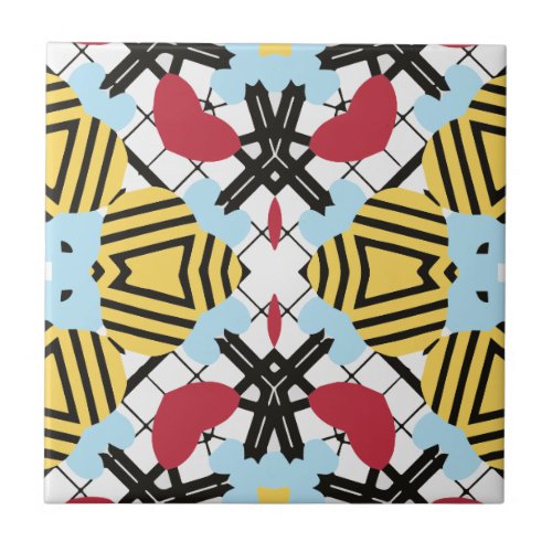 Colorful Kaleidoscopic Geometric Pattern  Ceramic Tile