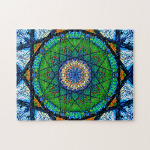 Colorful Kaleidoscopic Mosaic  Abstract Mandala Jigsaw Puzzle
