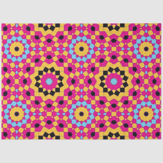 Colorful Kaleidoscopic Mosaic Geometric Pattern Tissue Paper (Front)