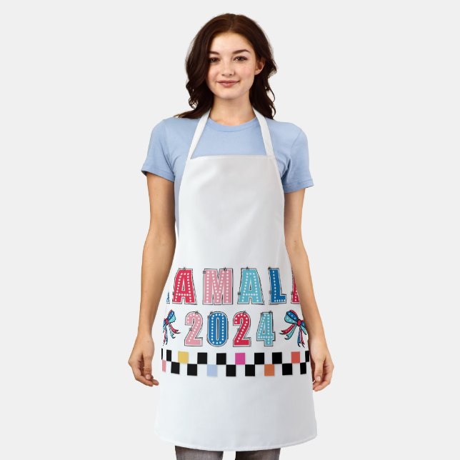 Colorful Kamala Harris 2024. White. Medium Apron (Worn)