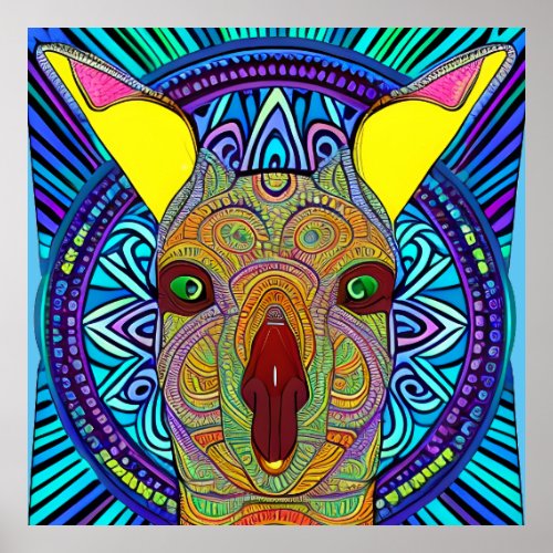 Colorful Kangaroo Mandala Unique Interesting Poster