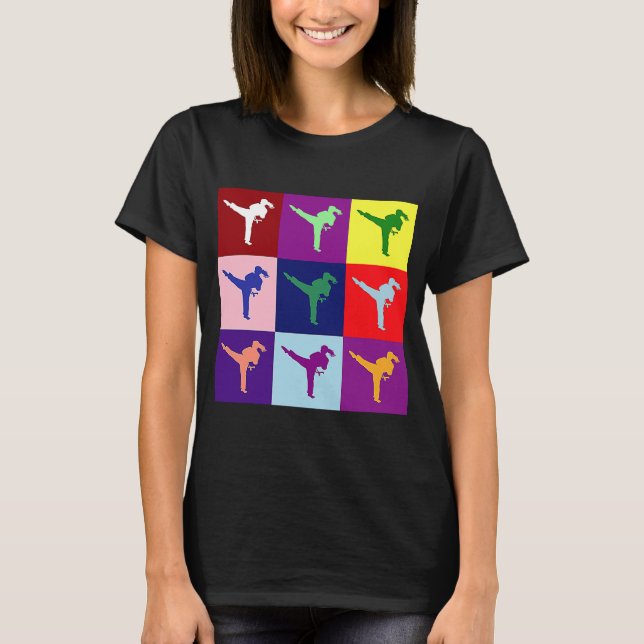 Colorful Karate Girl Mothers day and grandma T-Shirt (Front)