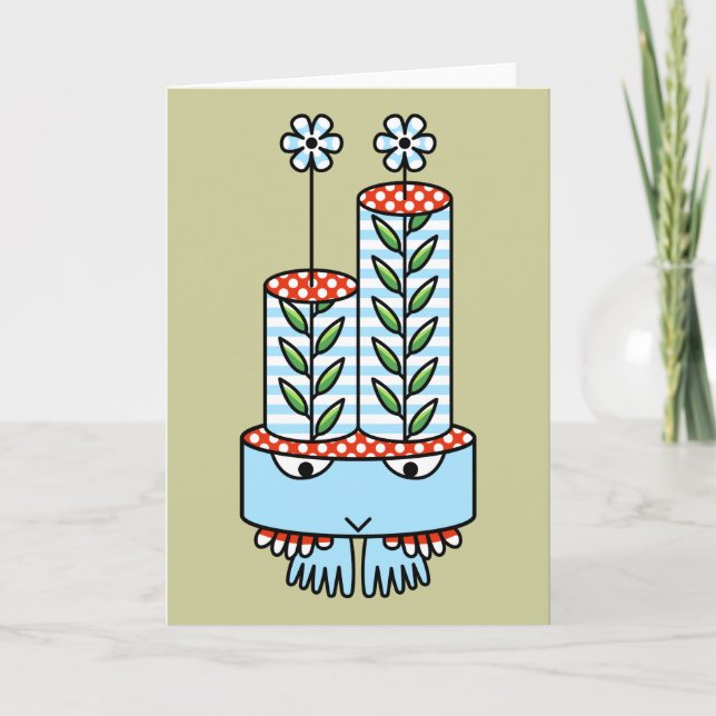 Colorful kawaii cartoon character greeting cards (Front)