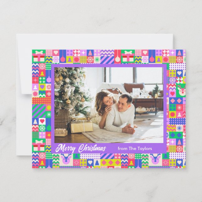 Colorful Kawaii Christmas Quilt Photo Template (Front)