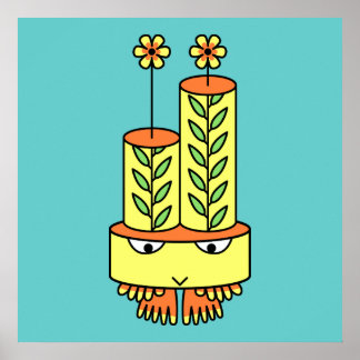 Colorful kawaii cute cartoon character posters