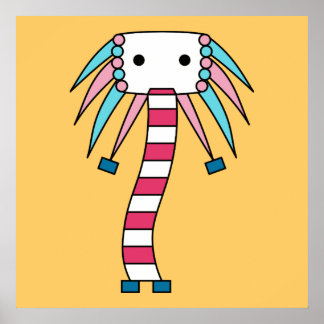Colorful kawaii cute cartoon character posters