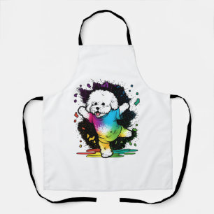 Colorful Kawaii Dancing Bichon  Apron