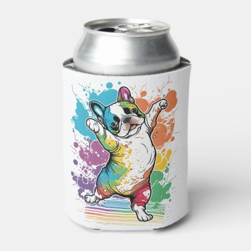 Colorful Kawaii Dancing Boston Terrier  Can Cooler