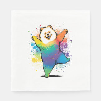 Colorful Kawaii Dancing Chow Chow  Napkins
