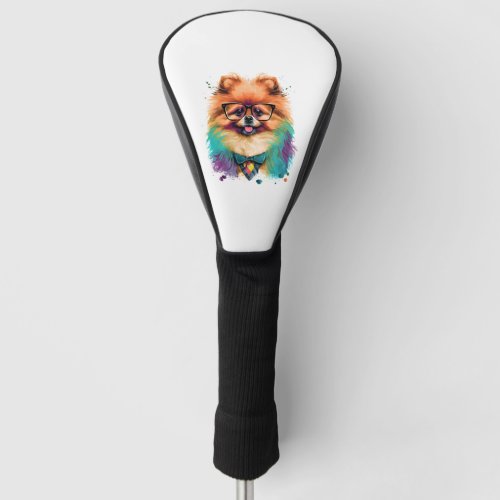 Colorful Kawaii Pomeranian Hipster  1 Golf Head Cover