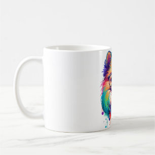 Colorful Kawaii Pomeranian Hipster Coffee Mug