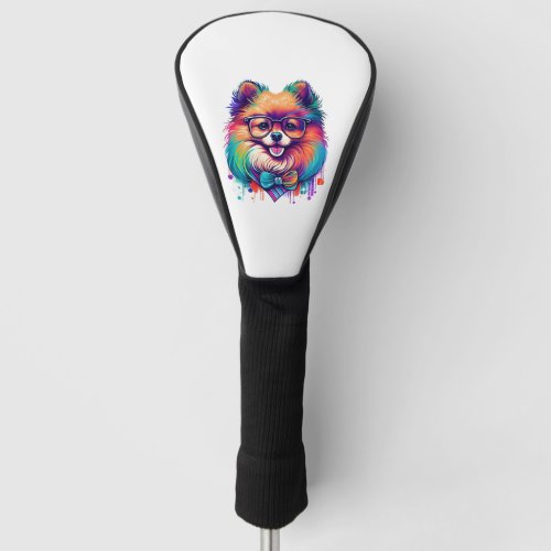 Colorful Kawaii Pomeranian Hipster   Golf Head Cover