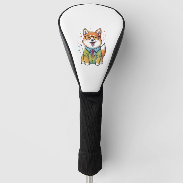 Colorful Kawaii Shiba Inu Hipster  1 Golf Head Cover (Front)