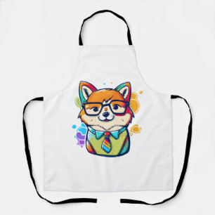 Colorful Kawaii Shiba Inu Hipster 2 Apron